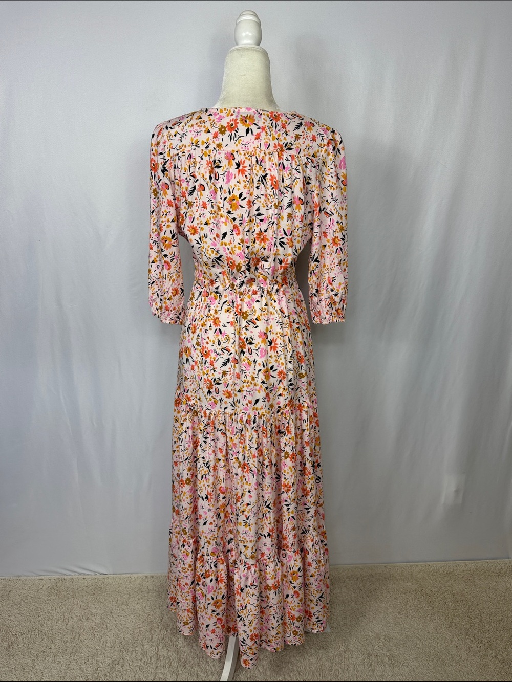 Petal & Pup Kelda Maxi Dress Size Small Floral Beige Orange - Picture 10 of 15